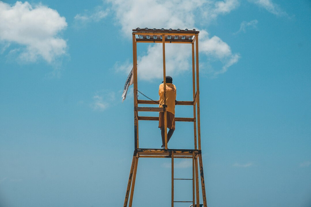 person climbing career ladder